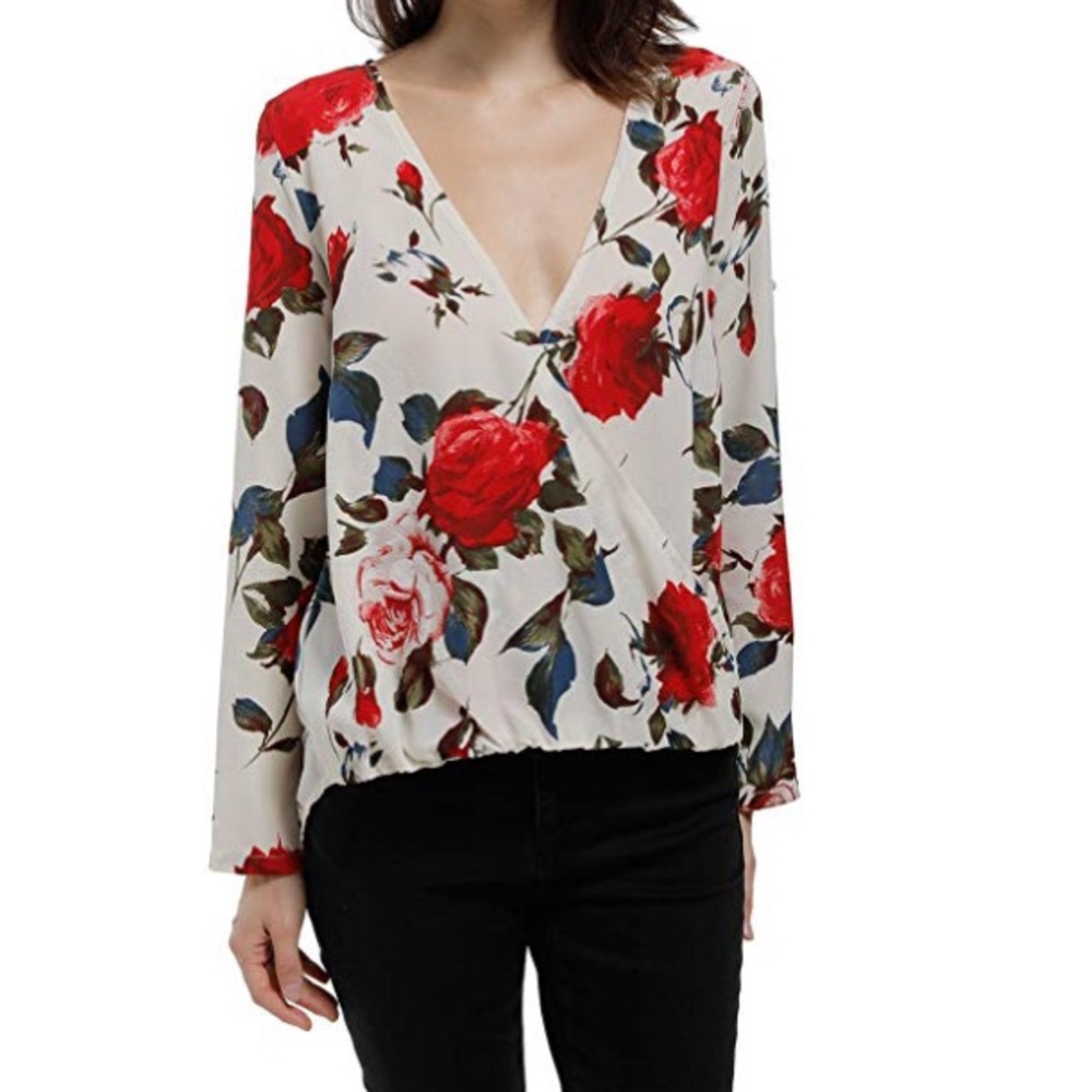 High low floral wrap top